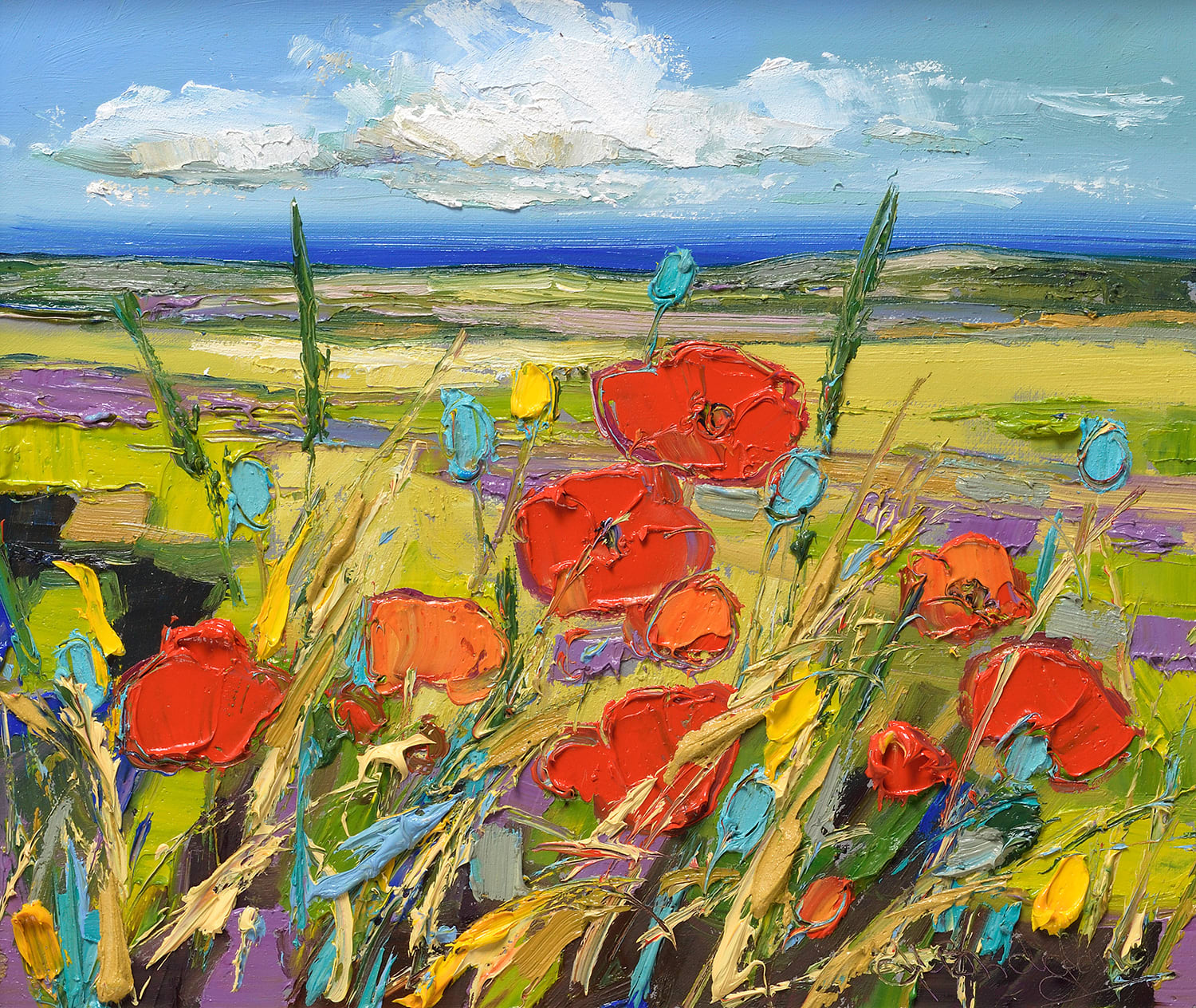 Judith Bridgland, Poppy Fields and Distant Sea, East Lothian