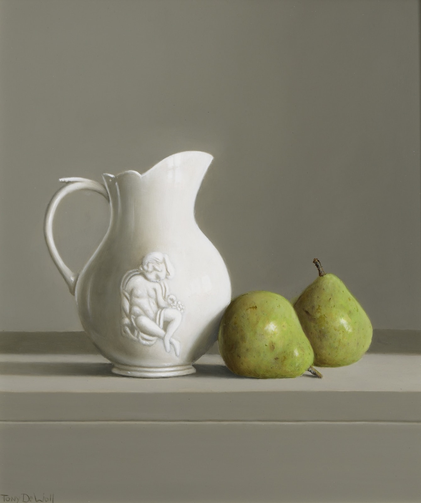 Tony de Wolf, Two Pears and Cherub Pitcher