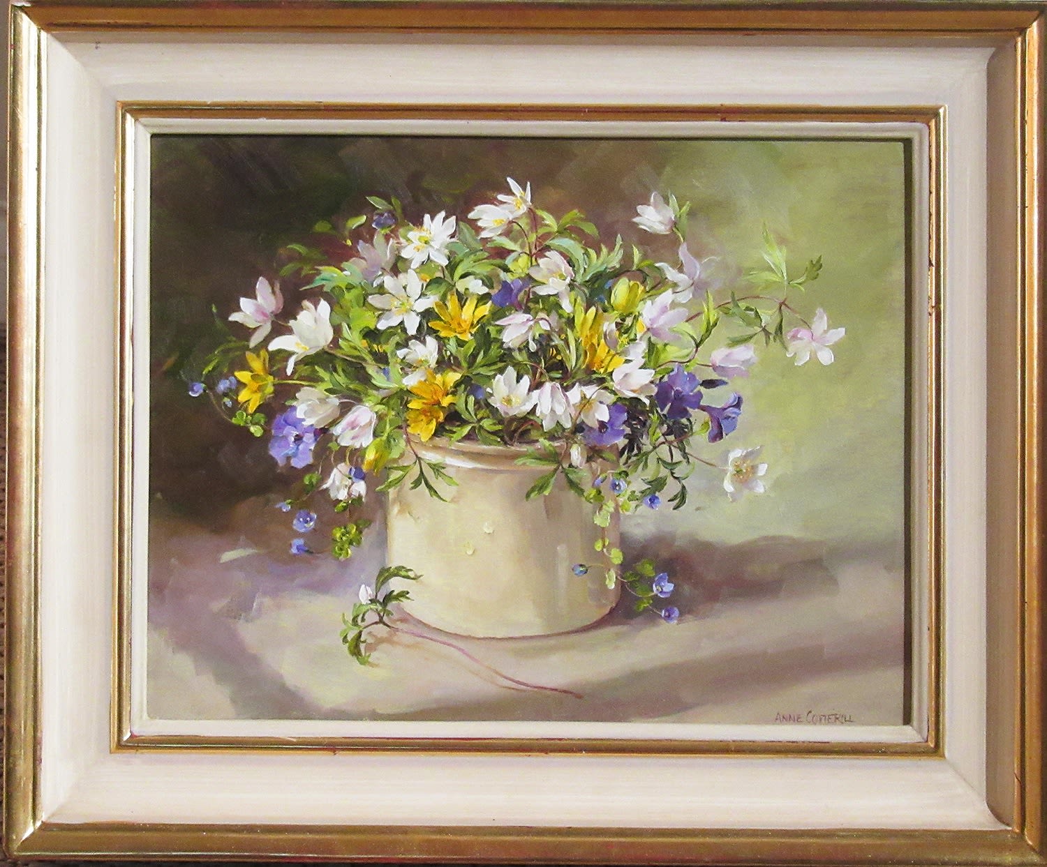 Anne Cotterill, Wood Anemones and Periwinkle