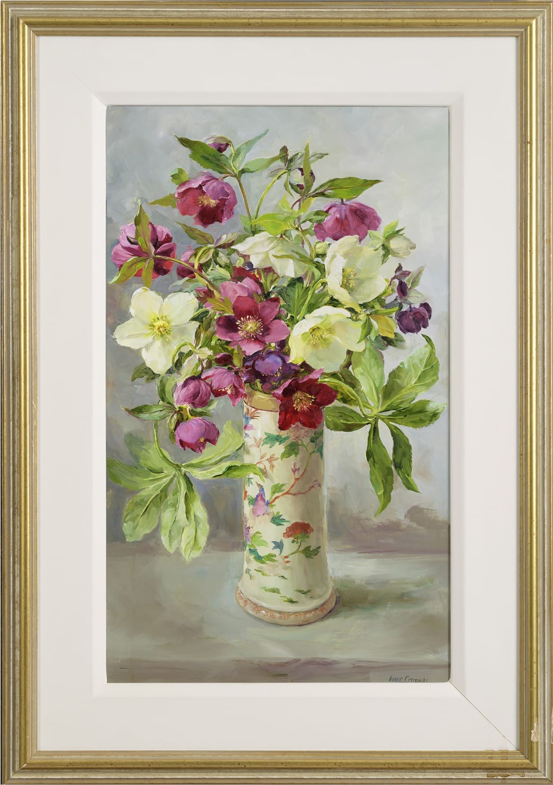 Anne Cotterill, Hellebores in a Tall Vase