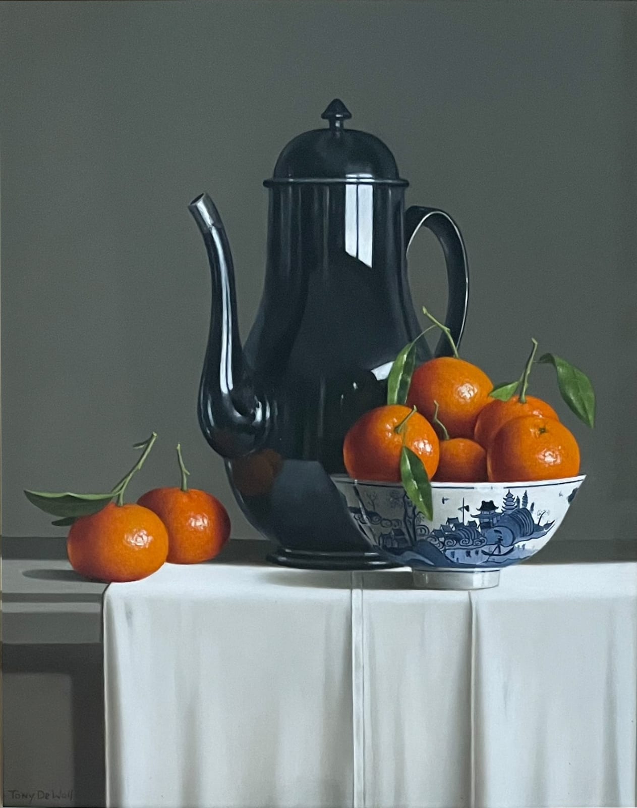 Tony de Wolf, Black Coffeepot with Mandarins