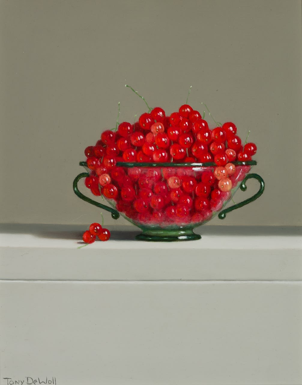 Tony de Wolf, Redcurrants in a Glass Bowl