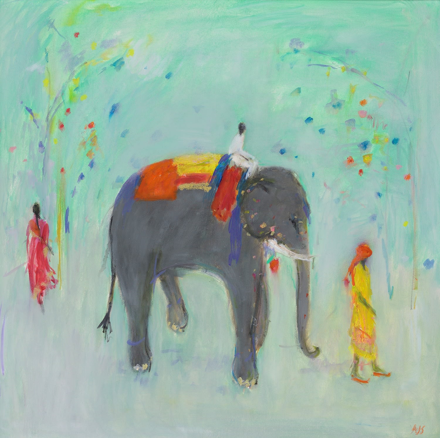Ann Shrager NEAC, Elephant Surrounded in Green