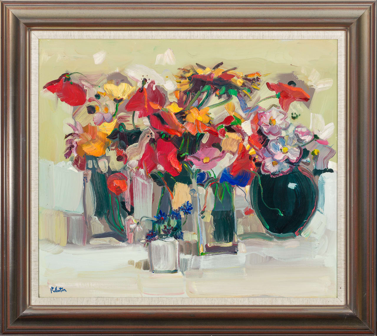 James Fullarton, Black Vase with Mixed Flowers