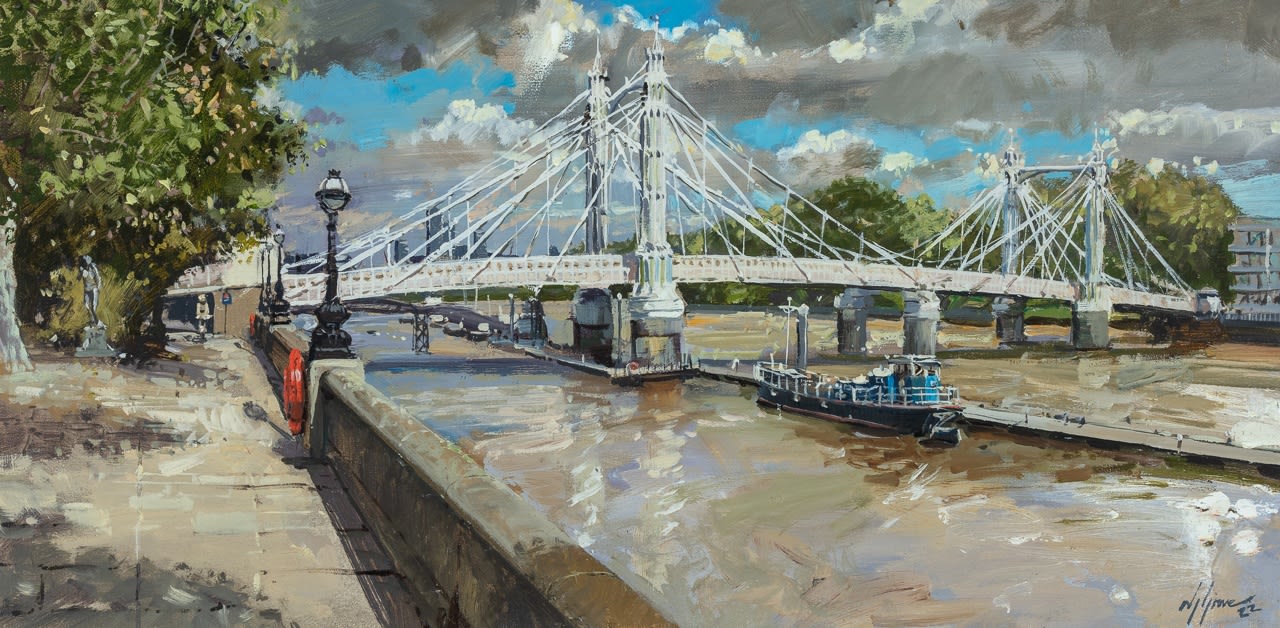 Nick Grove RSMA, Albert Bridge from Chelsea Embankment