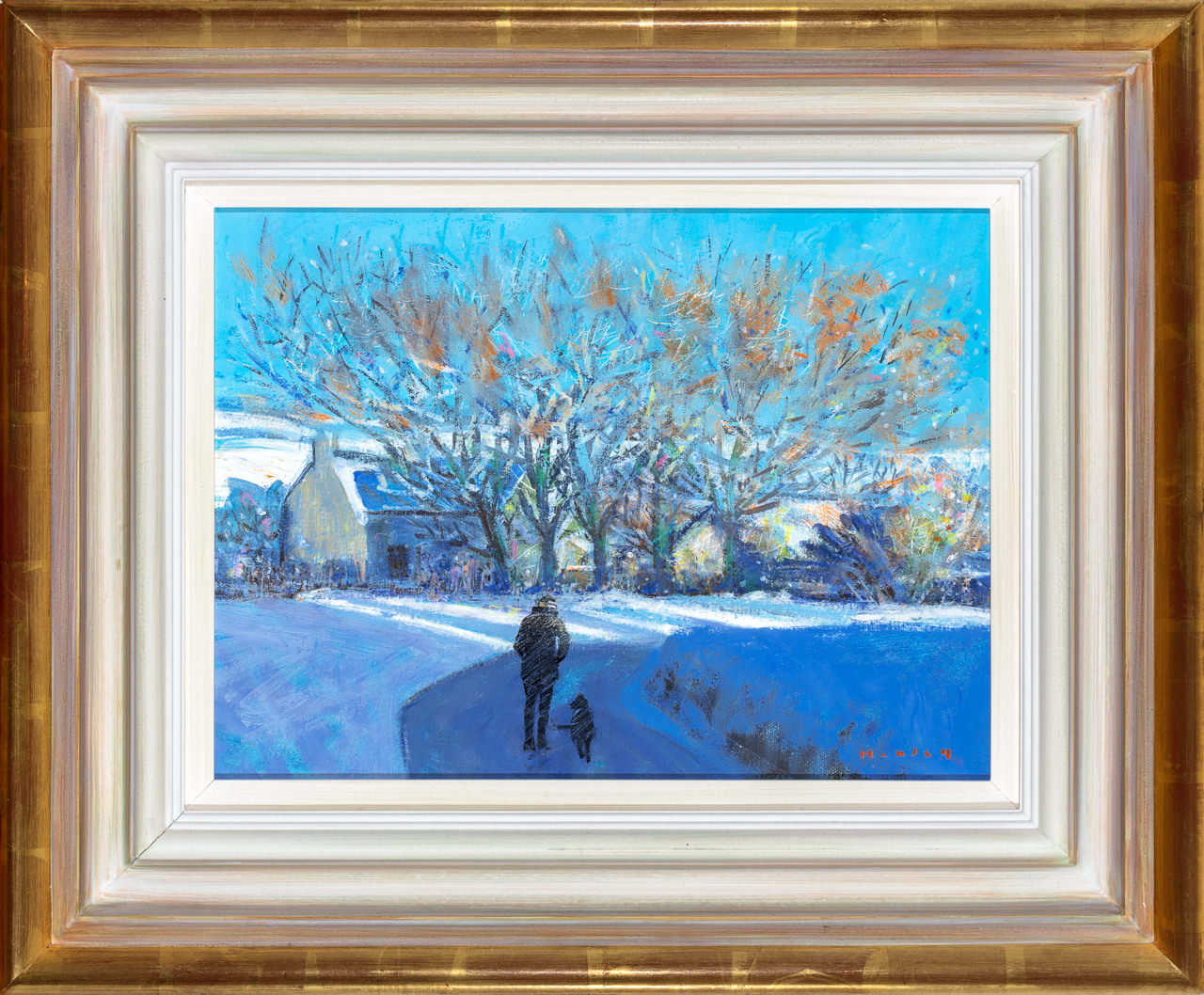 Mike Healey, Sunlit Road, Bend in Snow