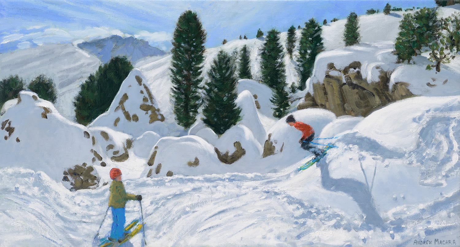 Andrew Macara RBA NEAC, Young Skiers, Rock City, Val Gardena, Italy