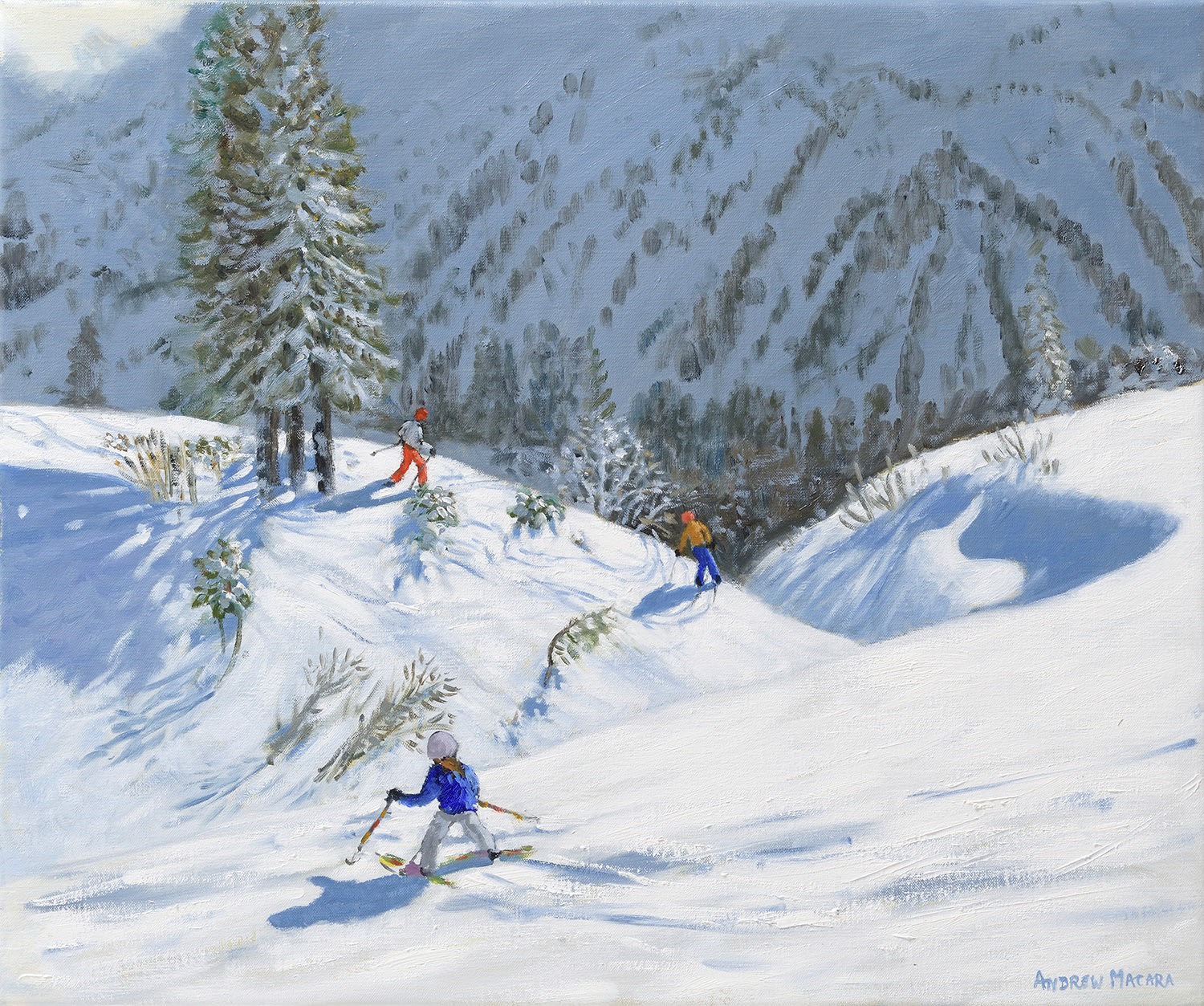 Andrew Macara RBA NEAC, Three Skiers, Kitzbuehel, Austria