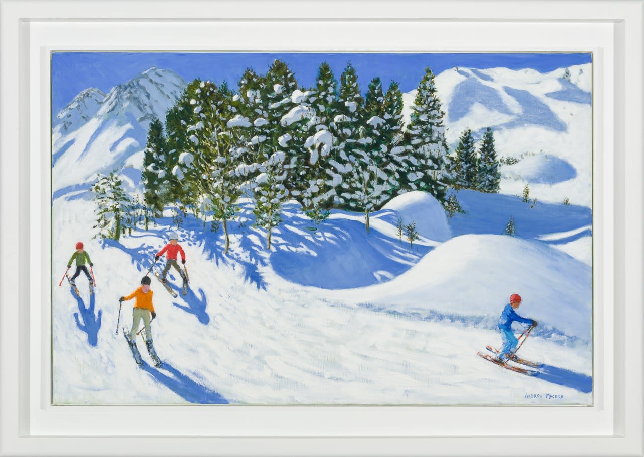 Andrew Macara RBA NEAC, Four Alpine Skiers, Tignes, France