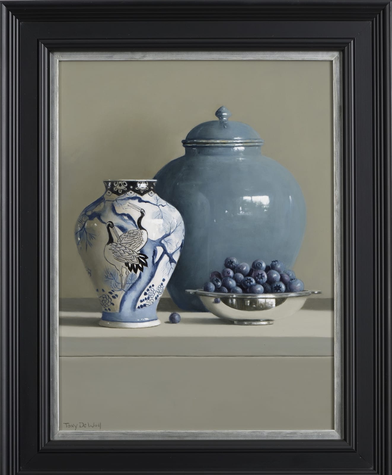Tony de Wolf, Blueberries and Crane Vase