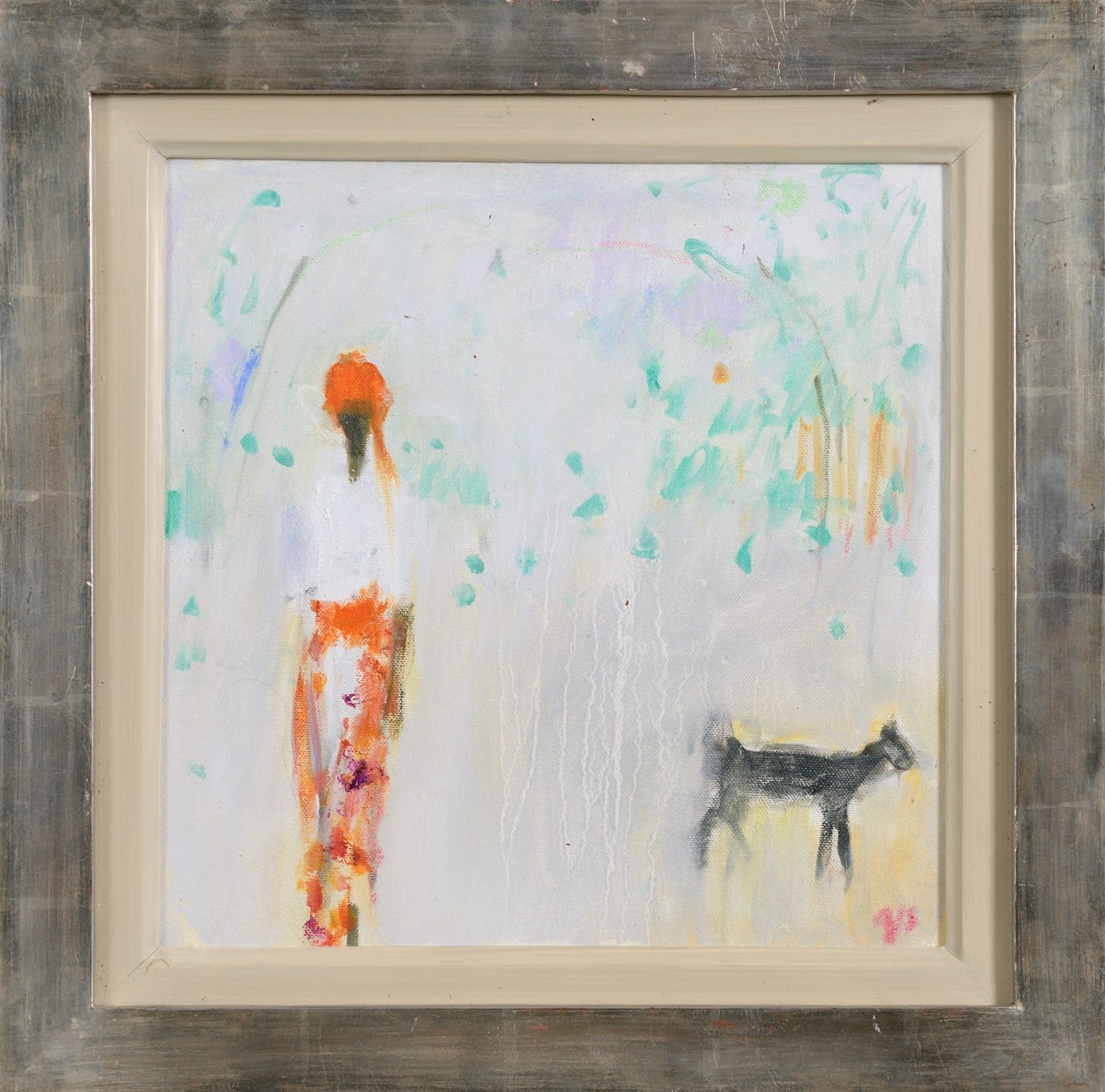 Ann Shrager NEAC, Man with an Orange Turban and Goat