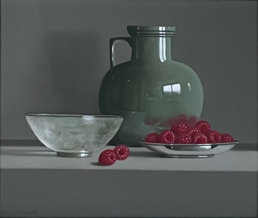 Tony de Wolf, Green Jar with Raspberries in Silver
