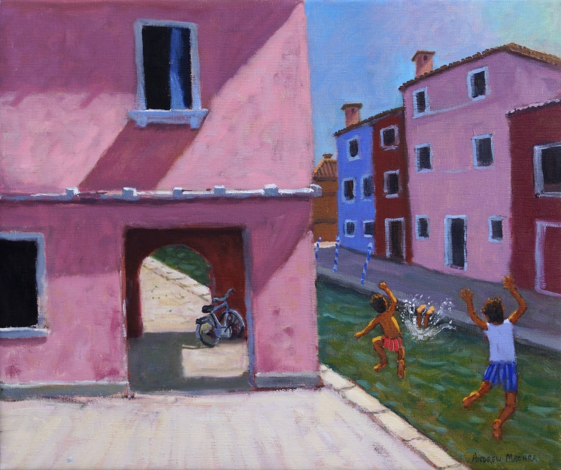 Andrew Macara RBA NEAC, Jumping into the Canal, Burano