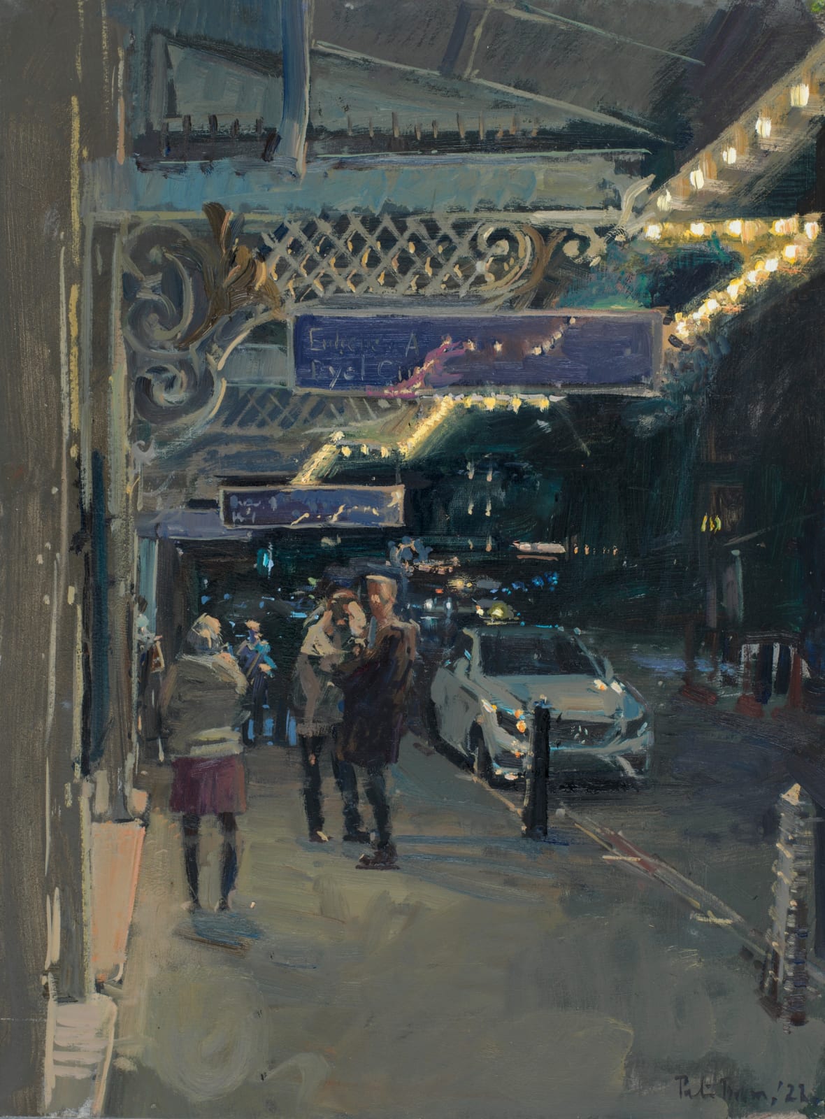 Peter Brown PNEAC PS Hon RBA ROI RP, Evening, The Noel Coward, Theatre Awning
