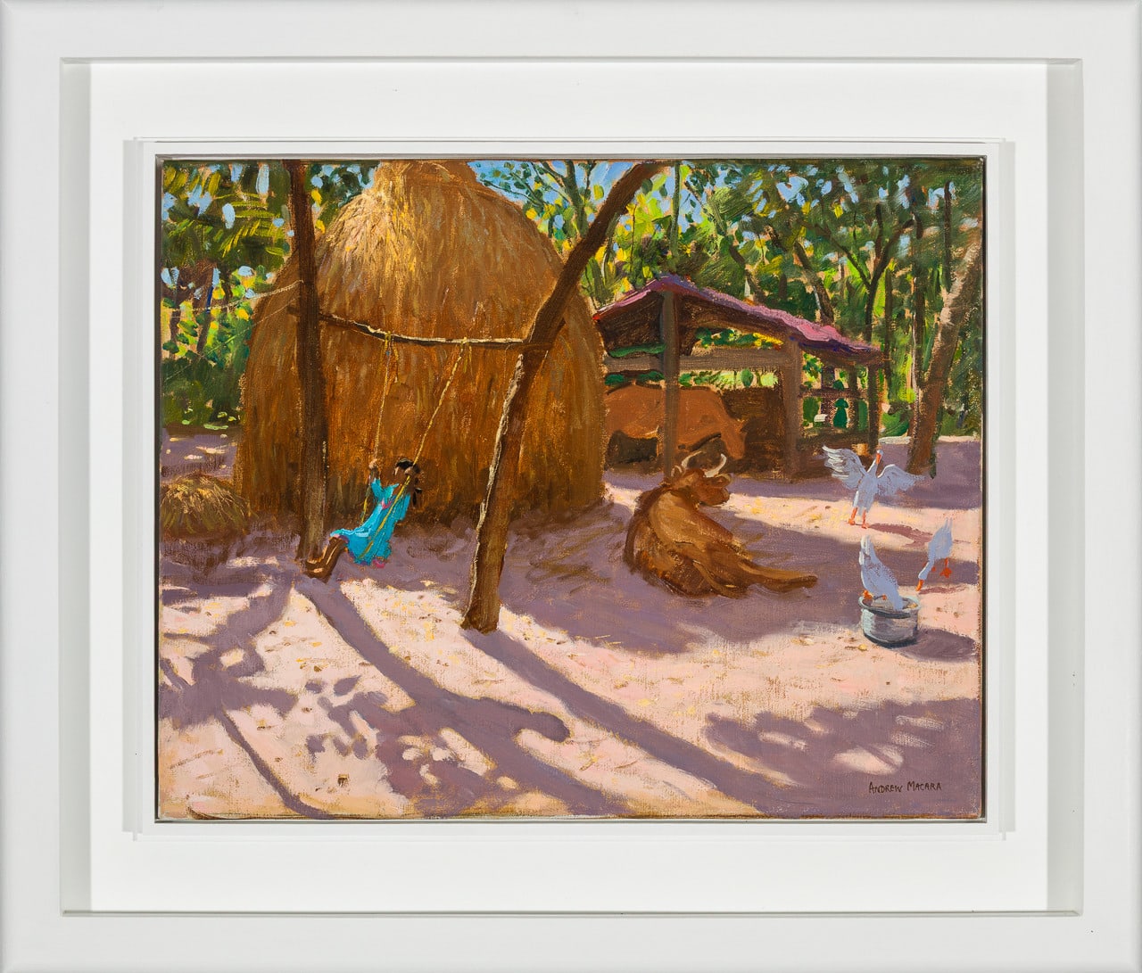 Andrew Macara RBA NEAC, Haystack and Girl on a Swing, Kerala, India