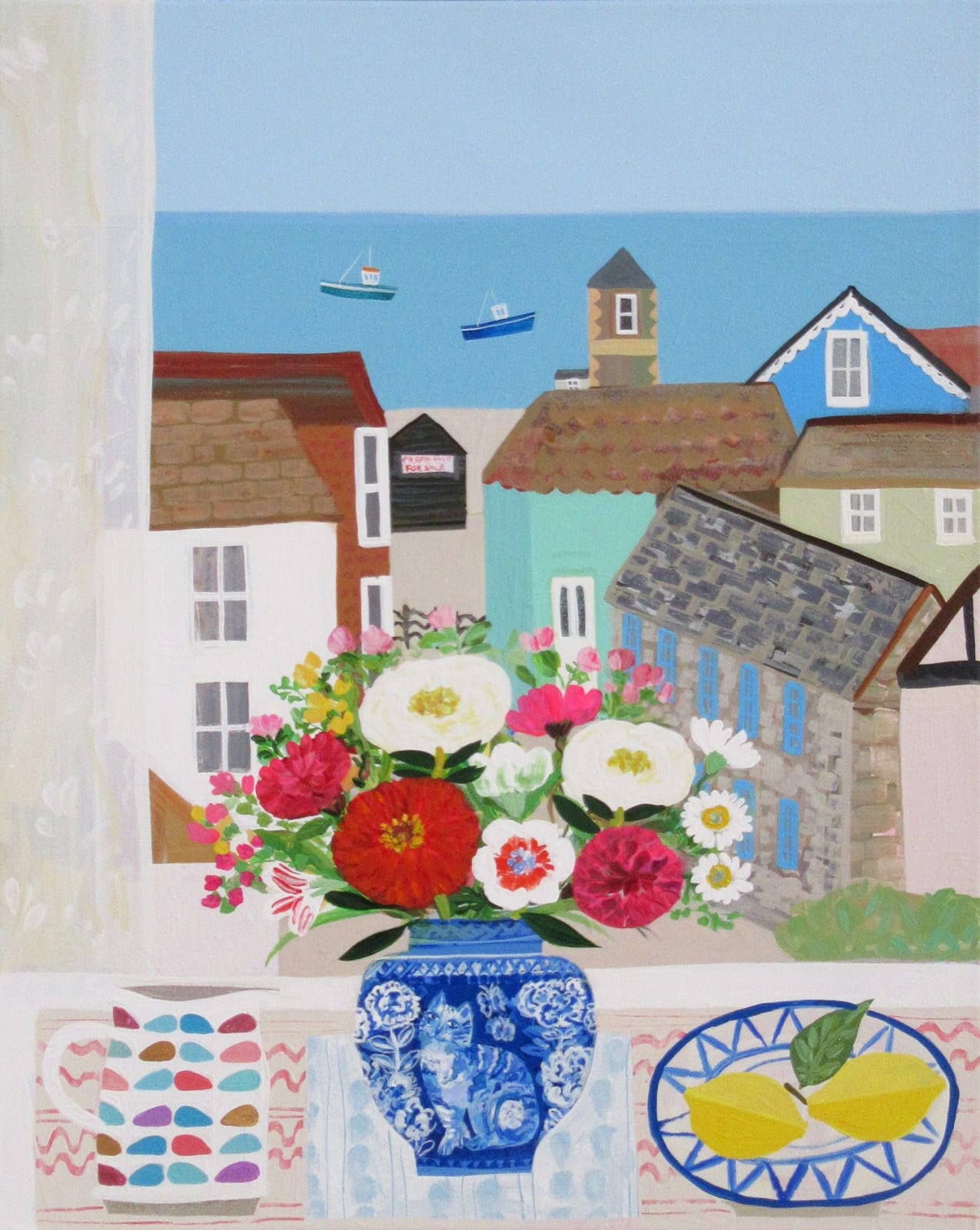 Emma Williams, Mixed Flowers in the Cat Vase, Town Steps