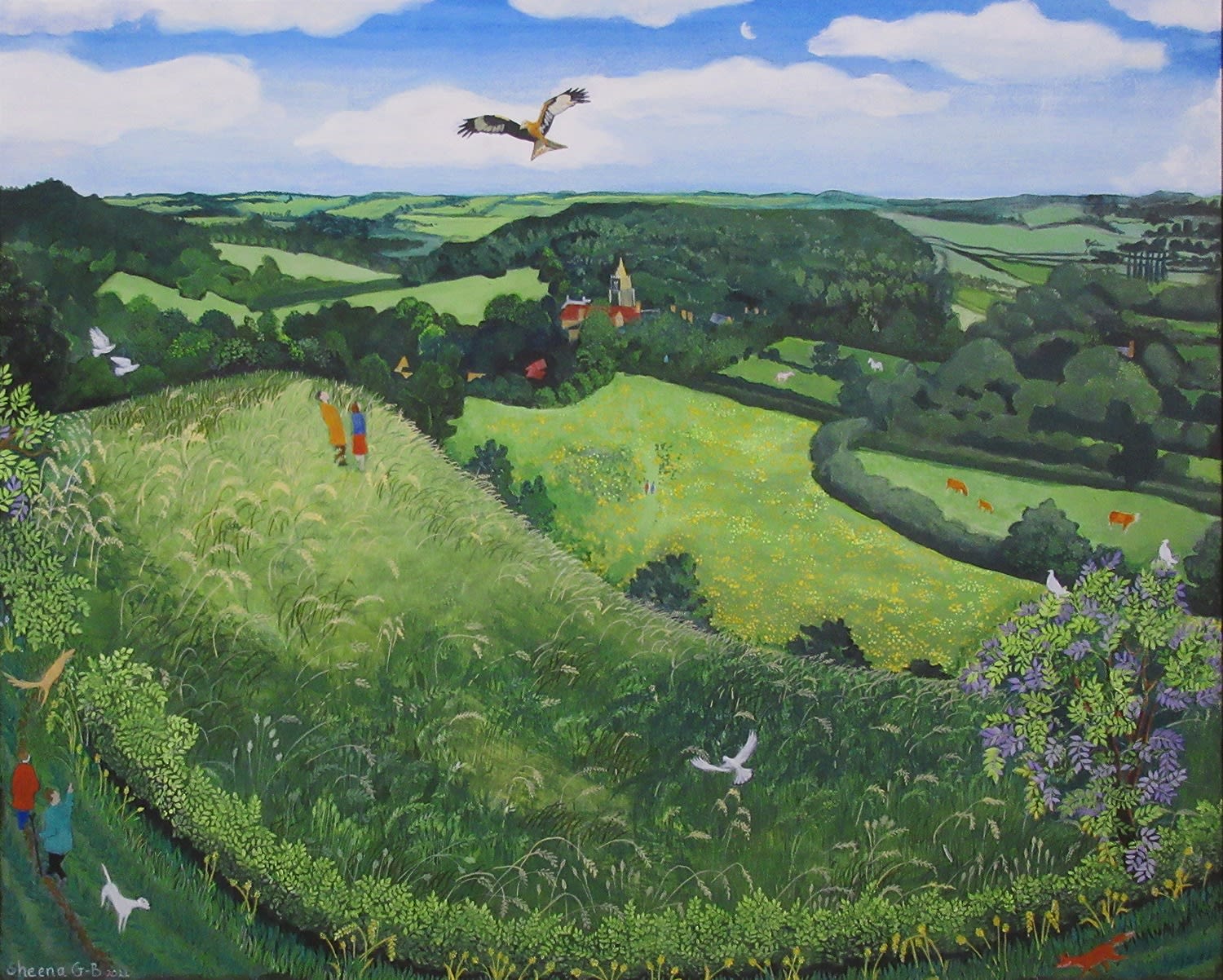 Sheena Griffiths-Baker, When a Red Kite Swooped up in front of Us on Colley Hill