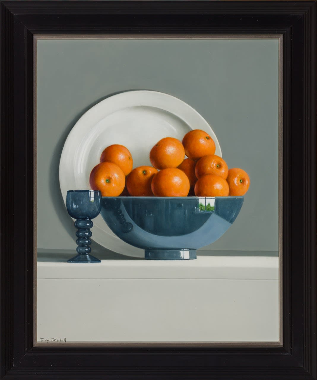 Tony de Wolf, Chinese Bowl with Oranges and Blue Glass