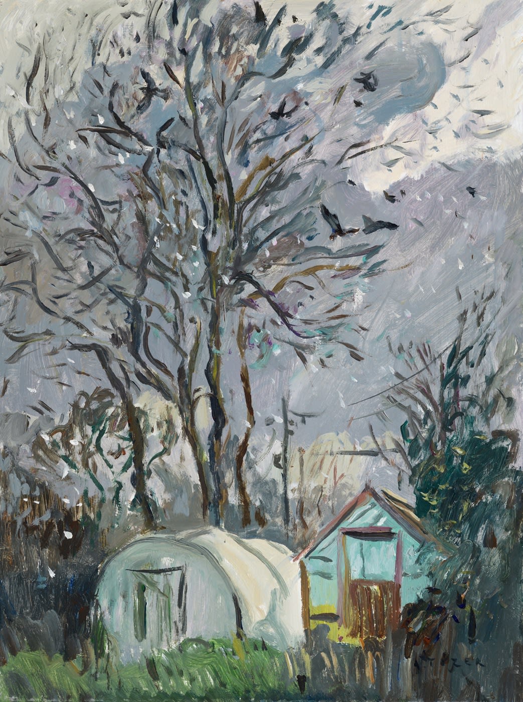 Andrew Tozer, A Winter Scene with Rooks and Sleet, 2021