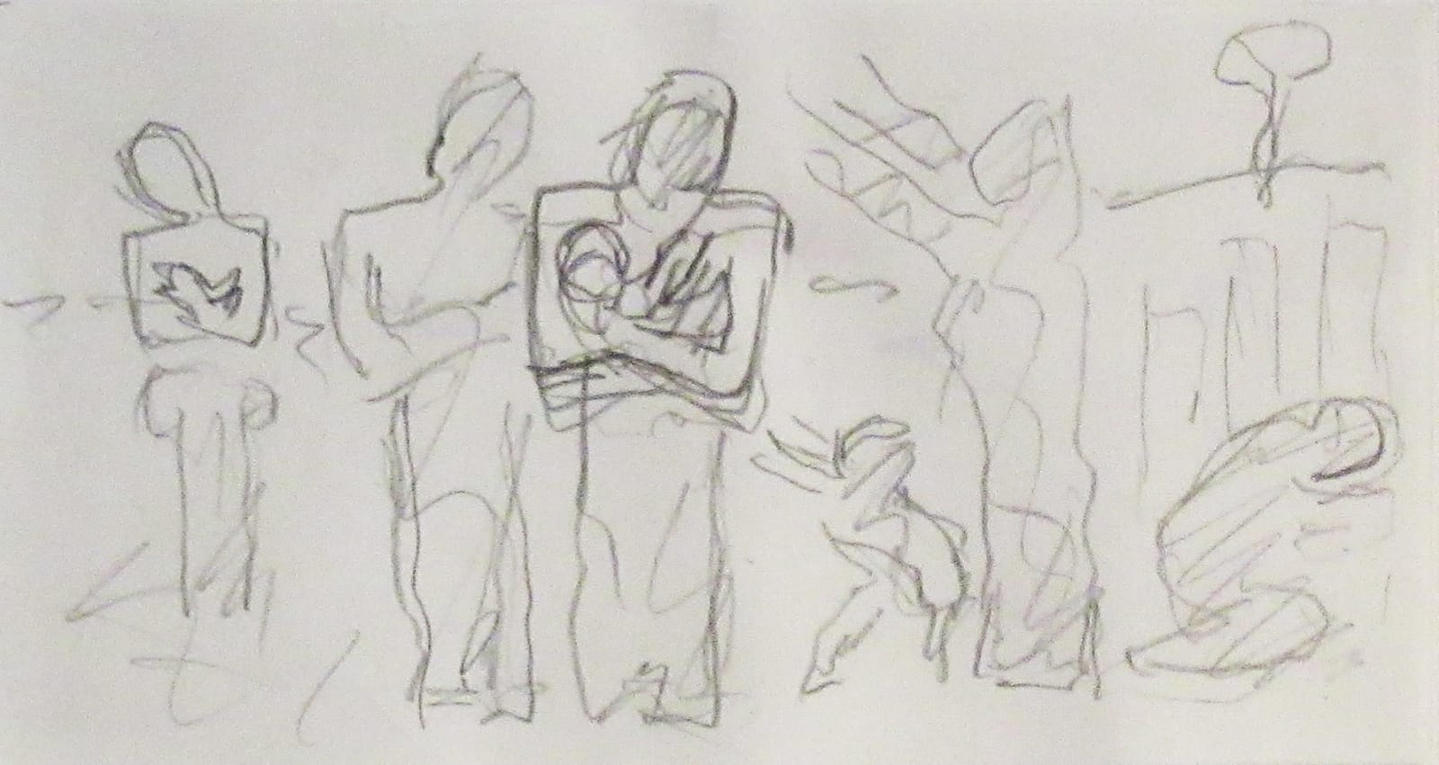 Josef Herman OBE RA, Sketch Preparatory to the picture Homage to the Women, Greenham Common II, 1985