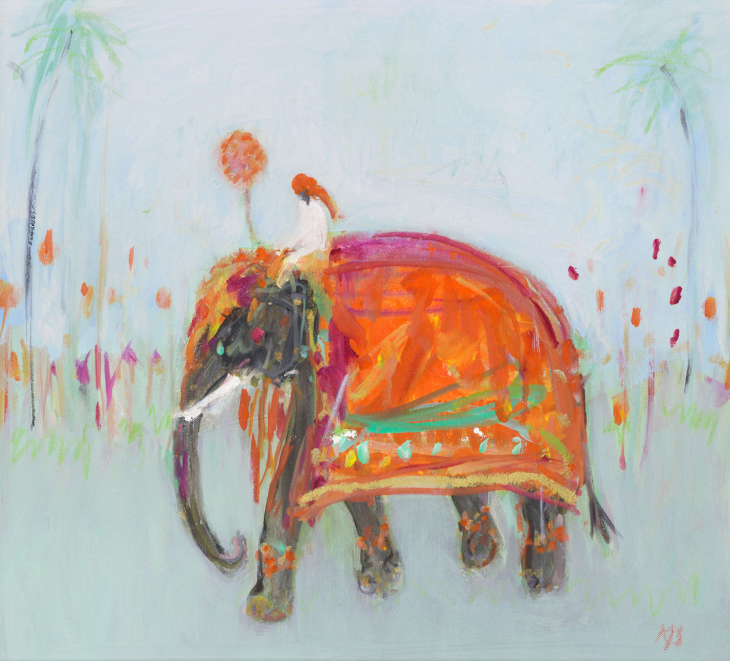 Ann Shrager NEAC, Elephant in Red and Green