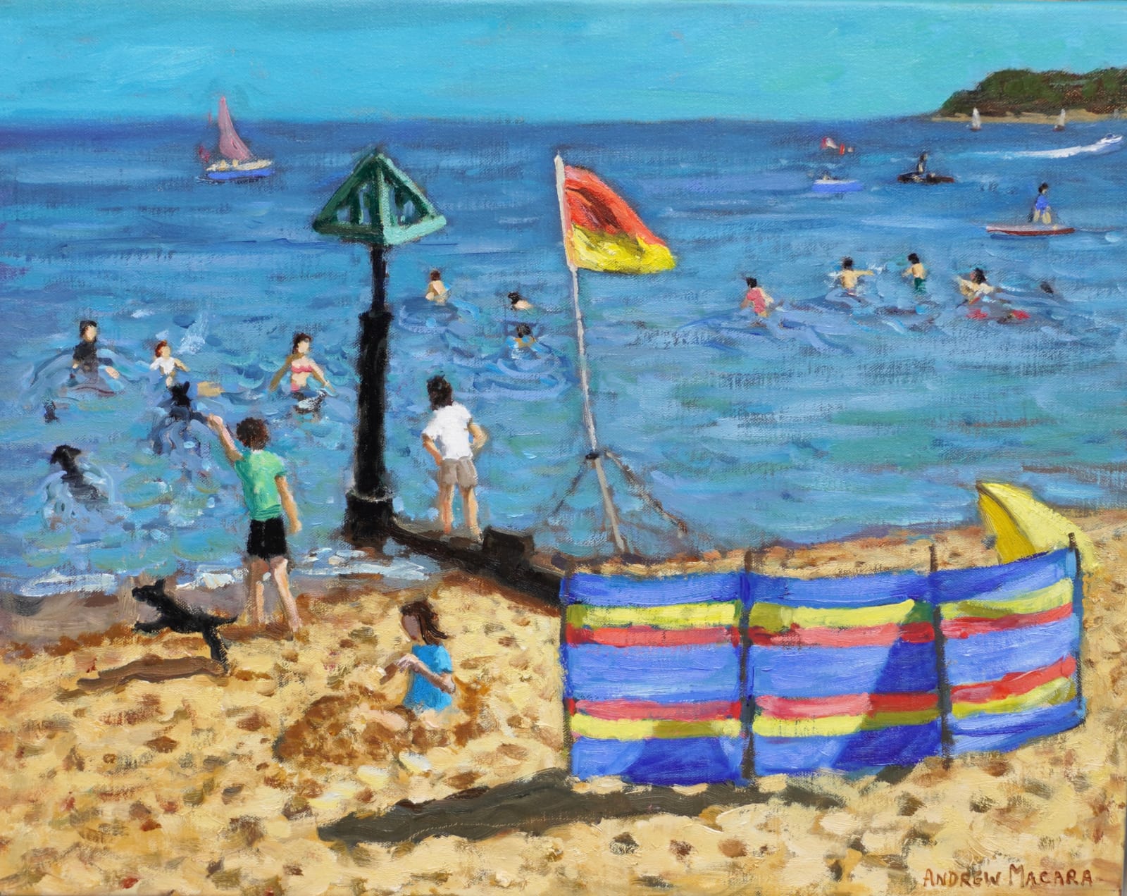 Andrew Macara RBA NEAC, Striped Windbreak and Safety Flag, Wells-next-the-Sea