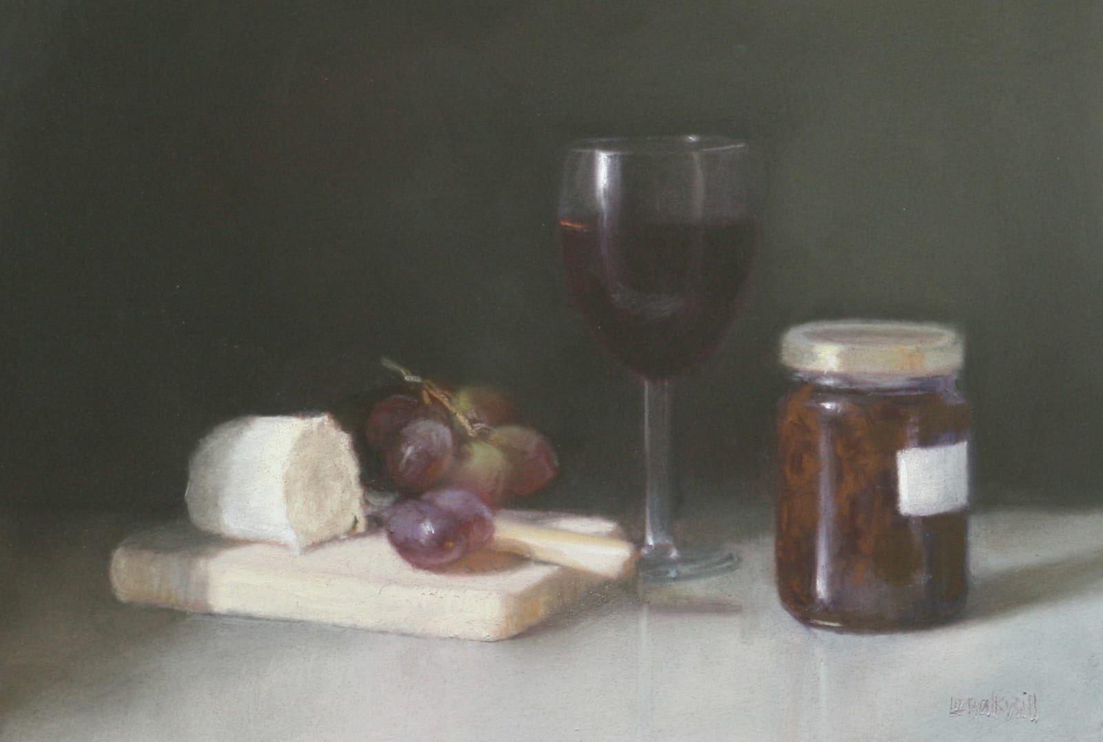 Liz Balkwill PS, Goats Cheese, Grapes and Wine