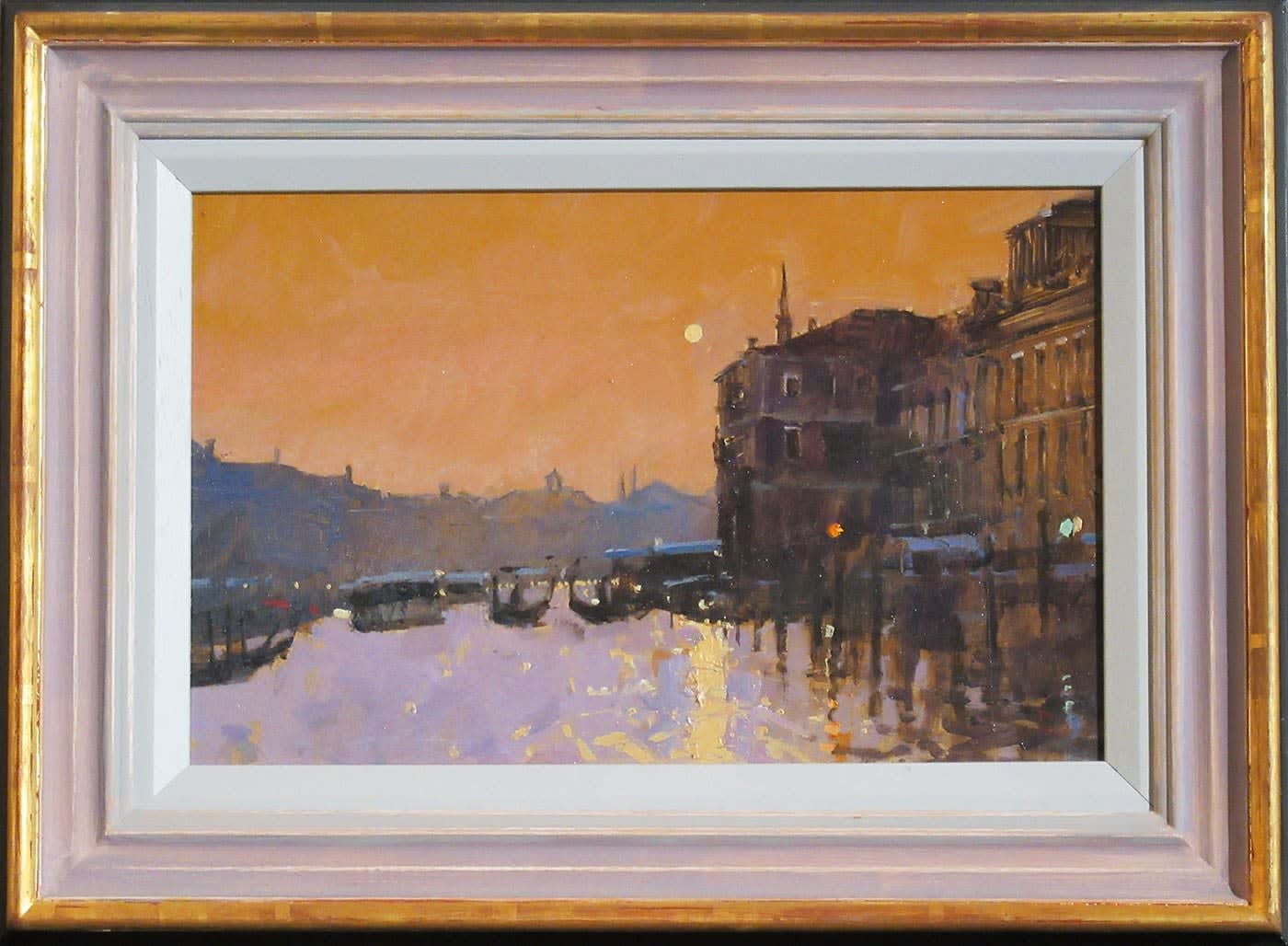 David Sawyer RBA, Sunset Reflections, Grand Canal, Venice