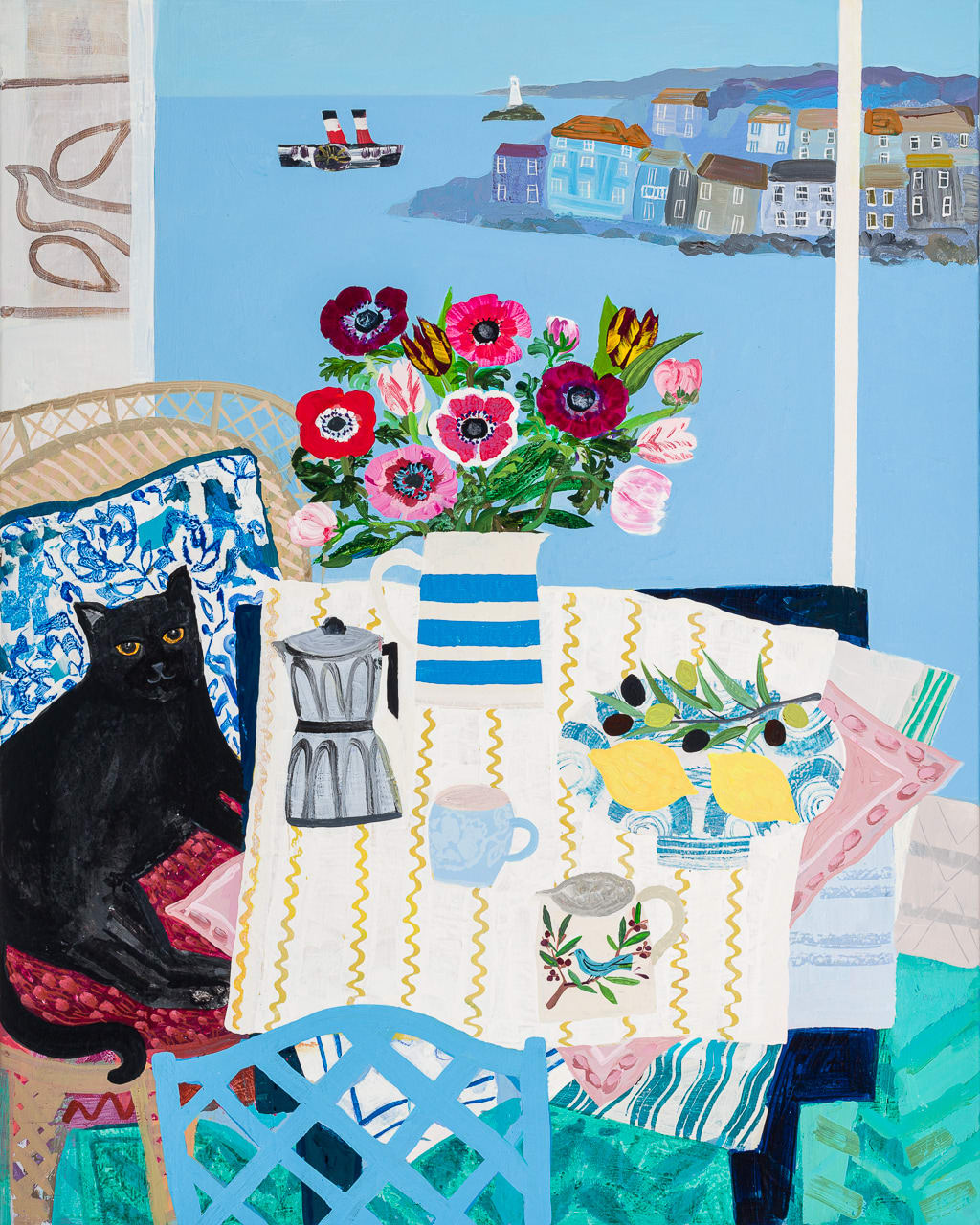 Emma Williams, Black Cat and Anemones, St Ives