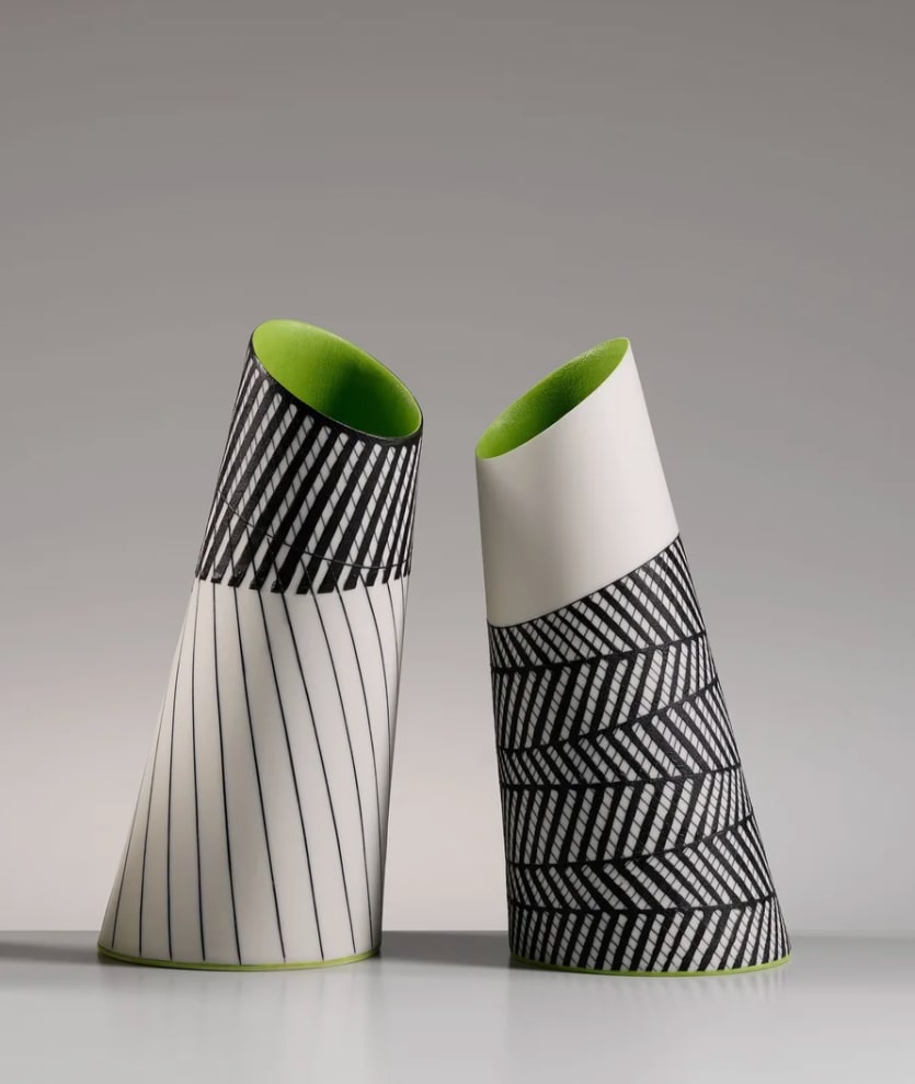 Lara Scobie, Tilted Vessel with Chartreuse Interior I