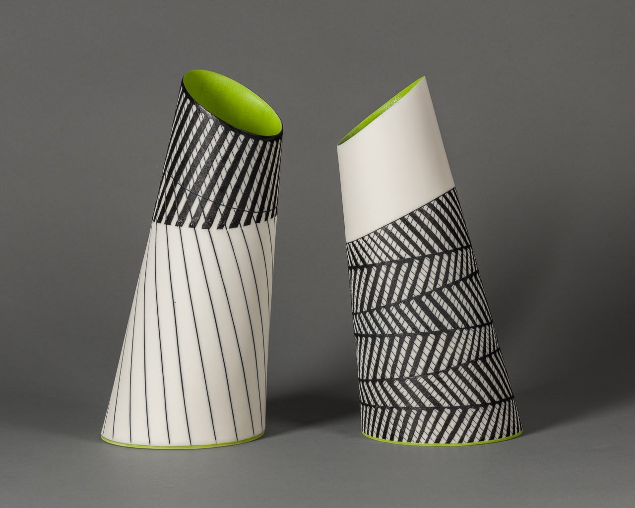 Lara Scobie, Tilted Vessel with Chartreuse Interior I
