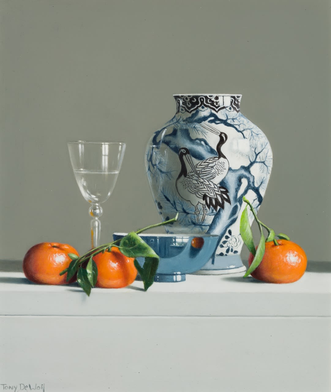 Tony de Wolf, Chinese Vase, Blue Bowl with Mandarins
