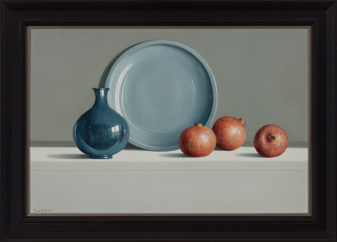 Tony de Wolf, Vase, Plate and Three Pomegranates