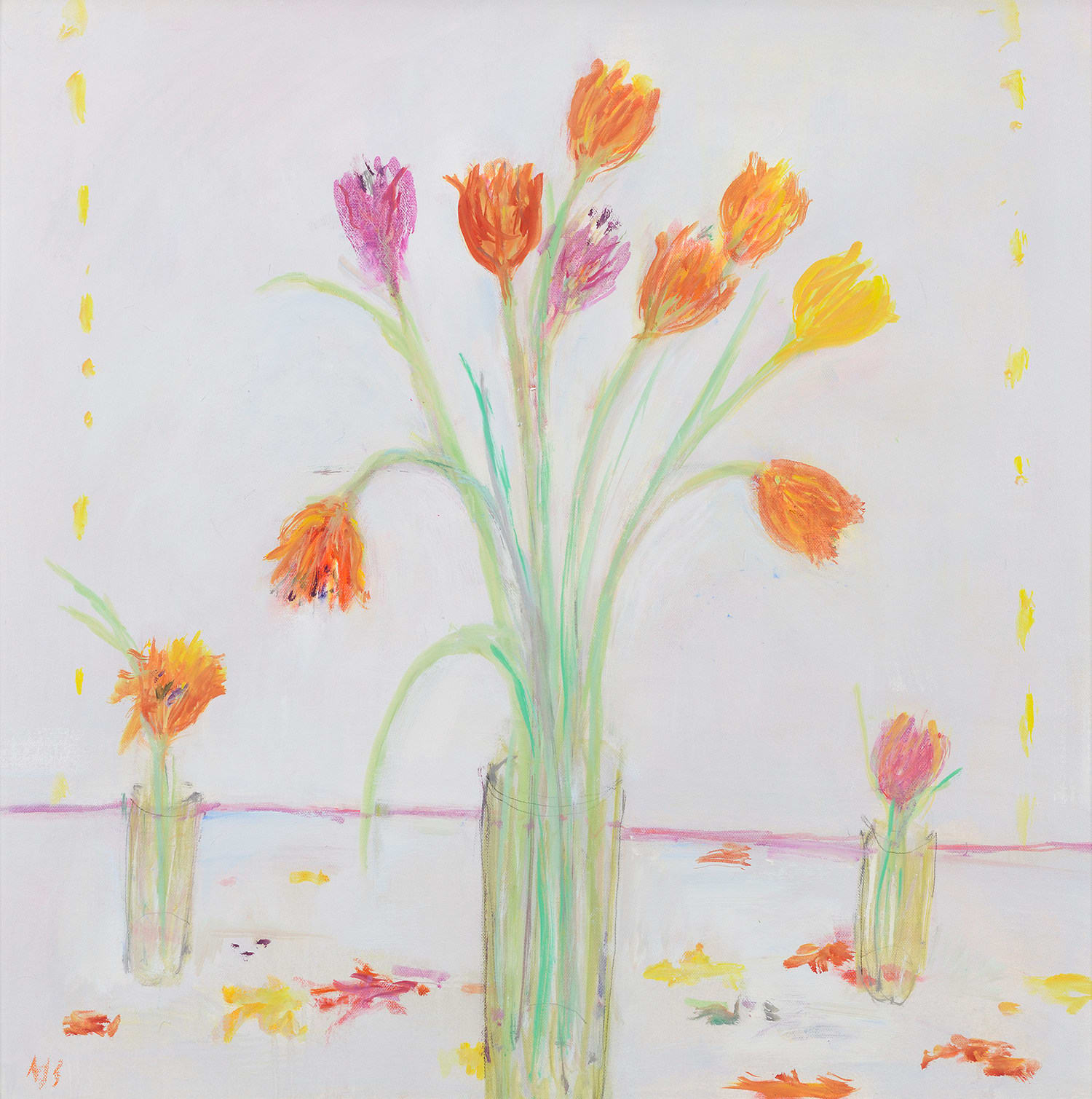 Ann Shrager NEAC, Tulilps in Three Vases