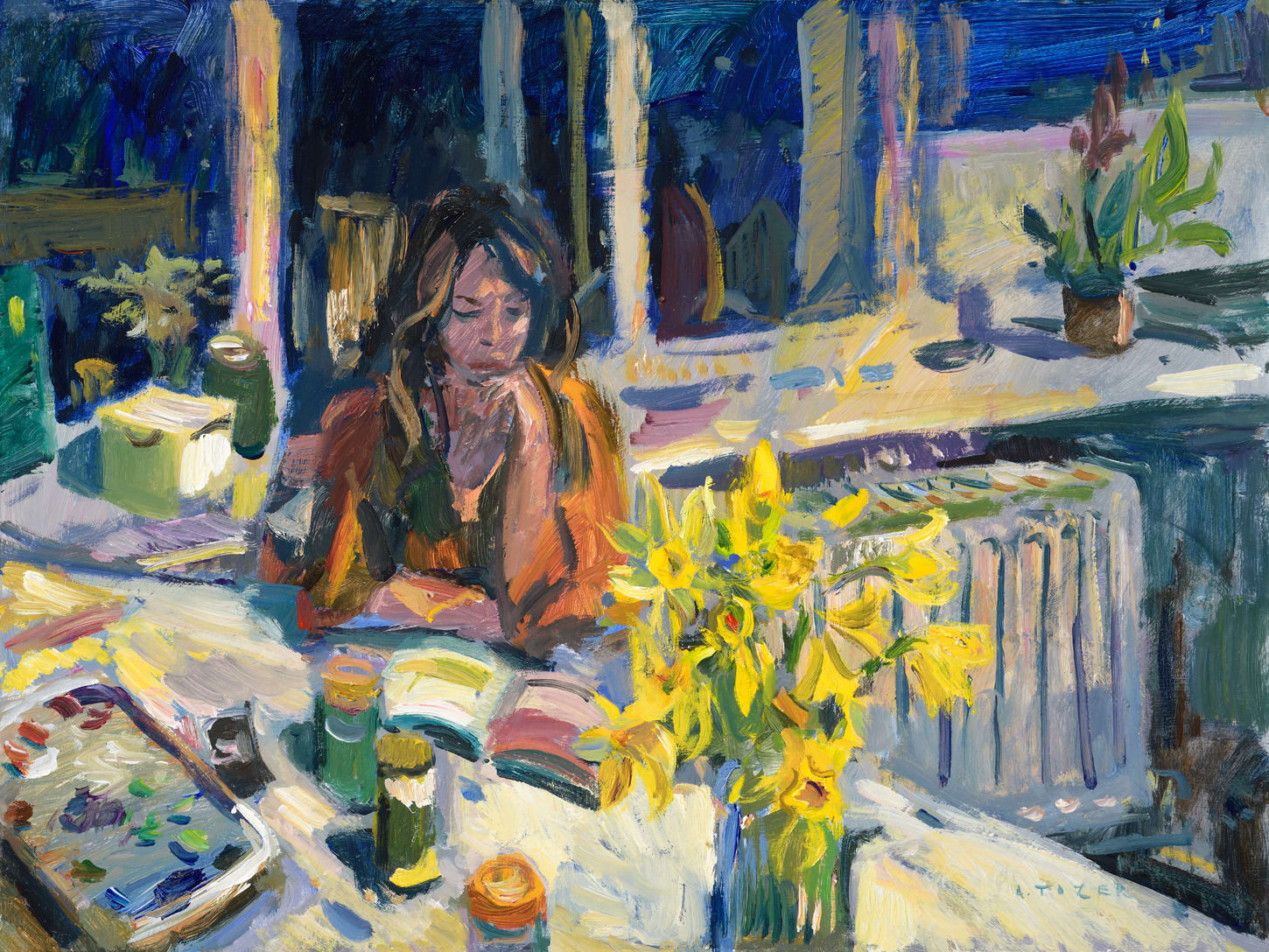 Andrew Tozer, Evening colours in the Studio, 2021