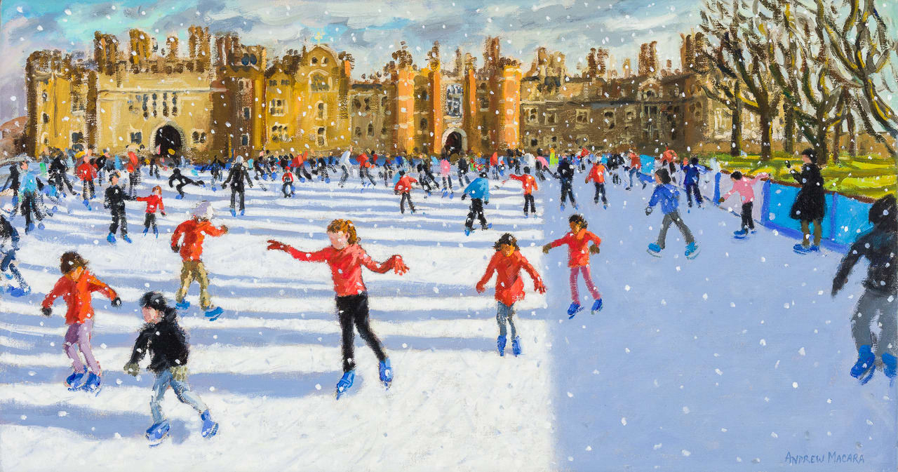 Andrew Macara RBA NEAC, Girls in Red, Hampton Court Palace Ice Rink