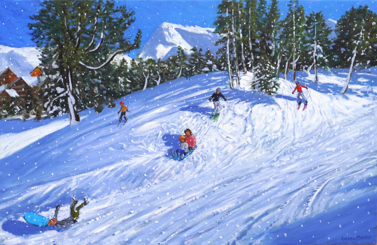 Andrew Macara RBA NEAC, Skiing and Sledging, Les Arcs, France