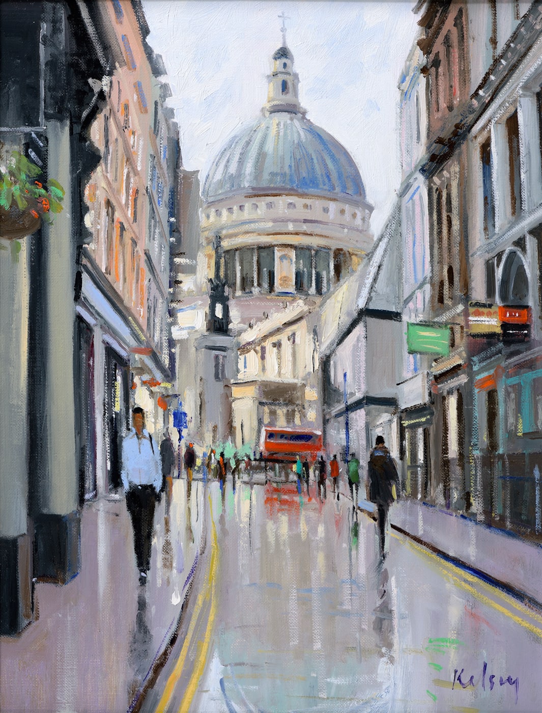 Robert Kelsey DA MUniv PAI FRSA, St Pauls from Watling Street