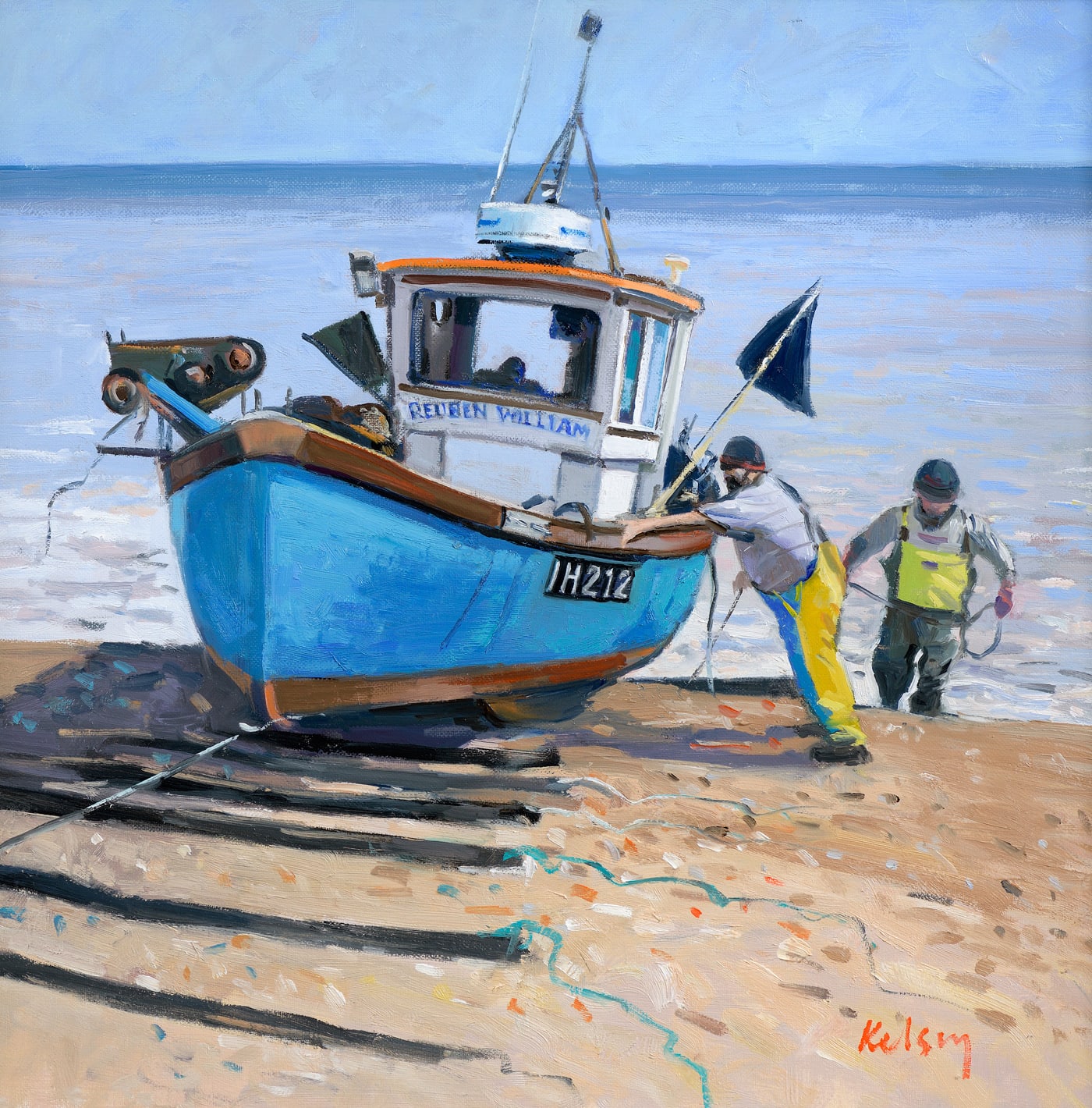 Robert Kelsey DA MUniv PAI FRSA, Fishermen on Aldeburgh Beach