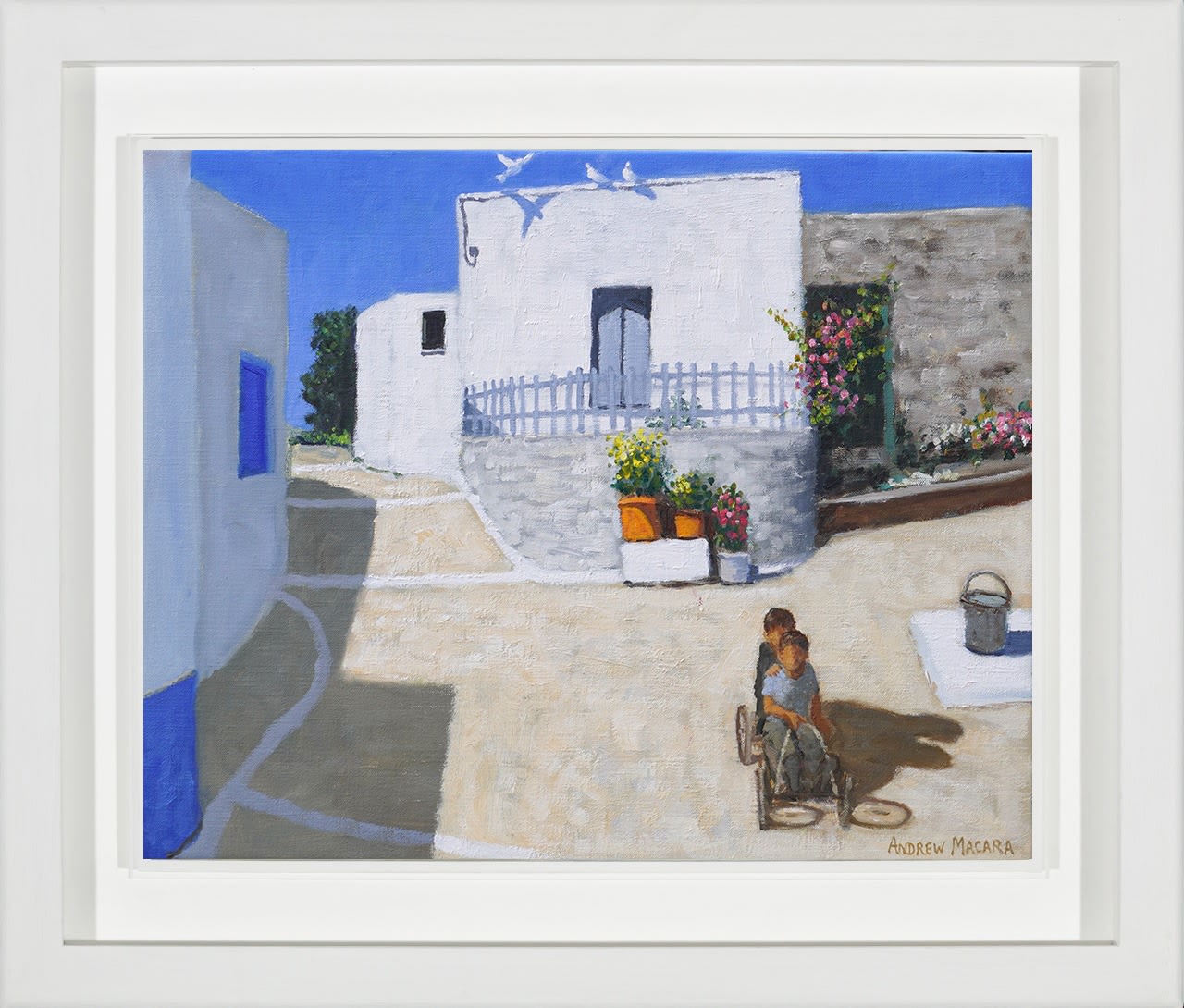 Andrew Macara RBA NEAC, Boys on a Trolley, Kefalonia, Greek Islands