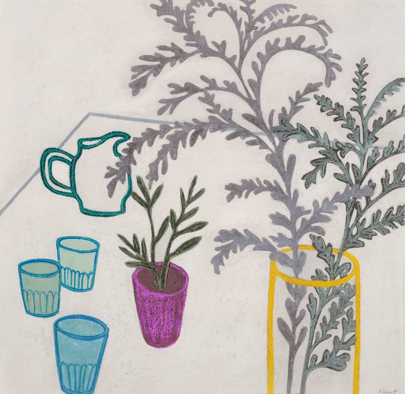 Angela A'Court PS, Three Green Glasses