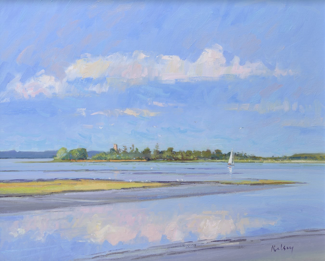 Robert Kelsey DA MUniv PAI FRSA, View to Iken from Snape