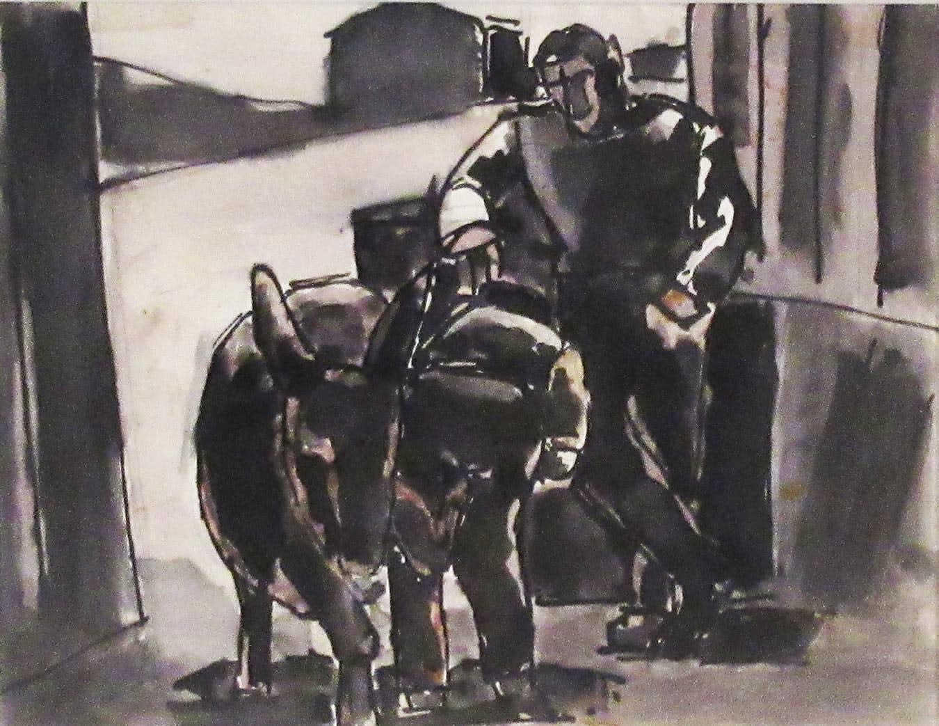 Josef Herman OBE RA, The Smithy, c. 1950