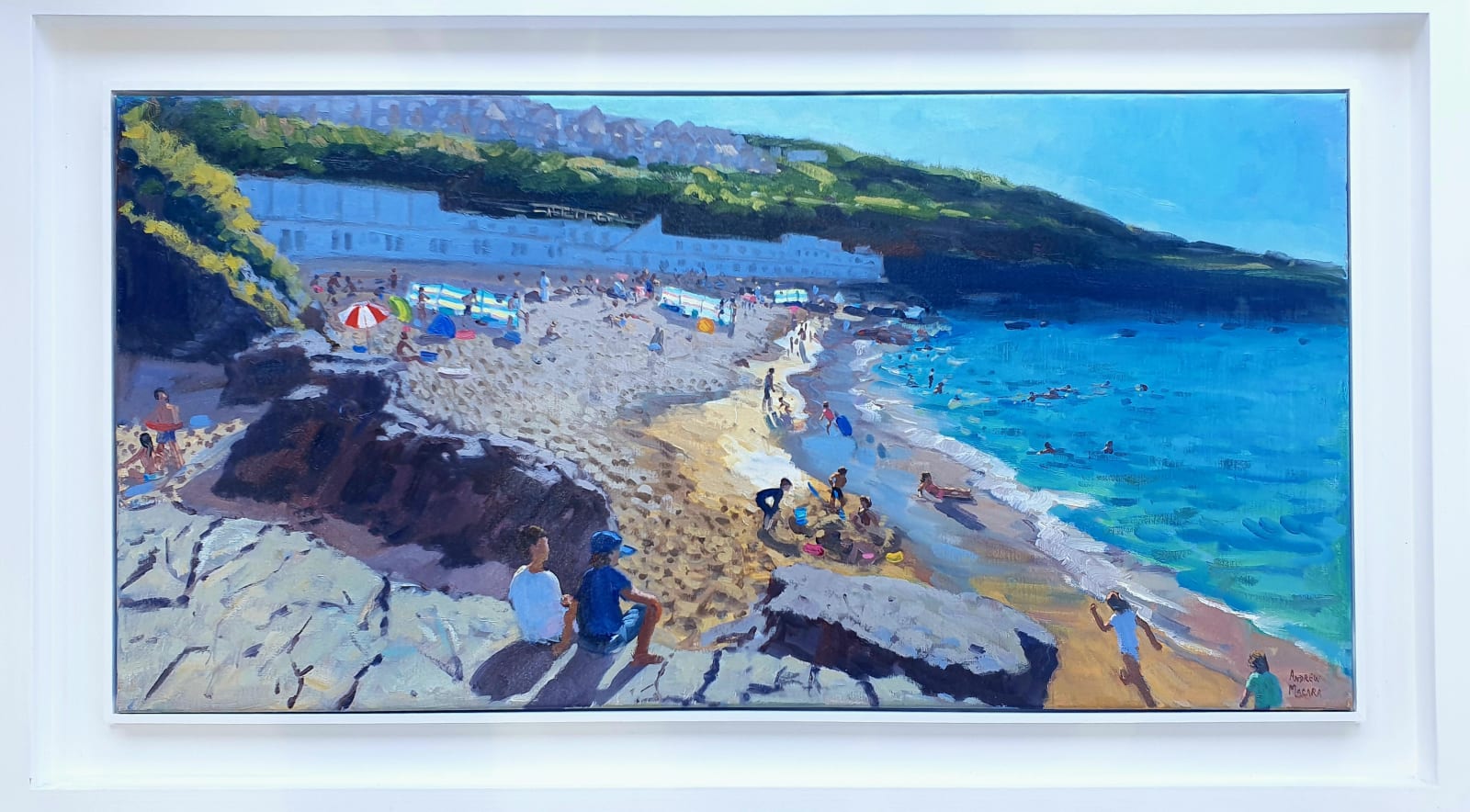 Andrew Macara RBA NEAC, Sitting on the Rocks, Porthmeor Beach, St Ives