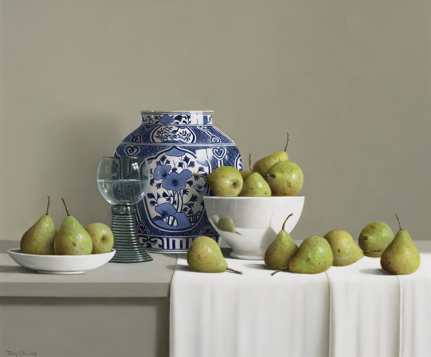 Tony de Wolf, Pears, Ginger Jar and Goblet