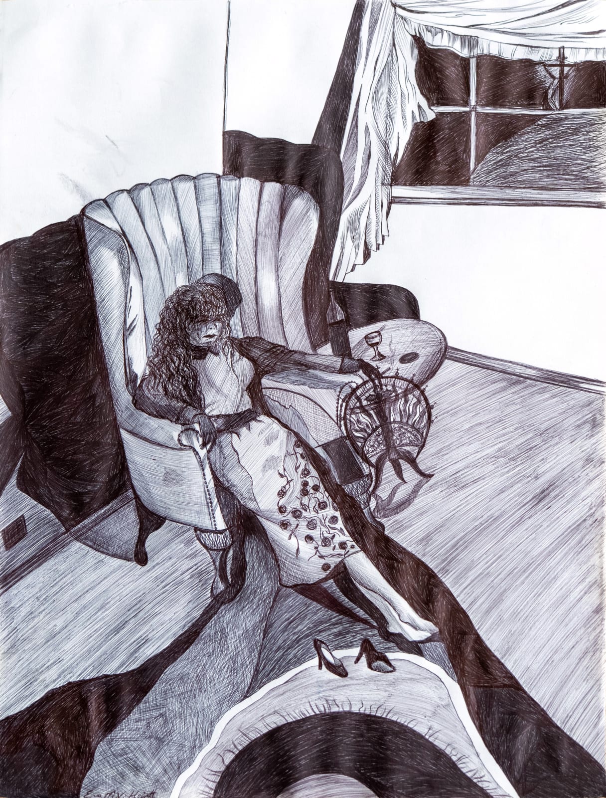 Eva M.V. Hewitt, Preparatory study for ‘The Drowning of Sorrows’, 2024