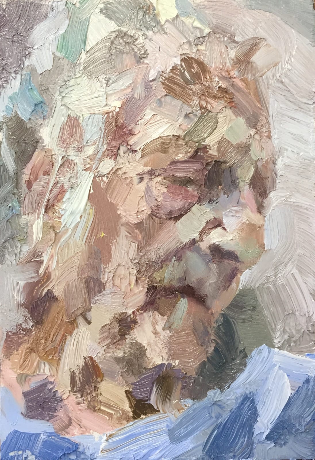 Tim Benson, Elderly lady leaning on a pillow, 2019