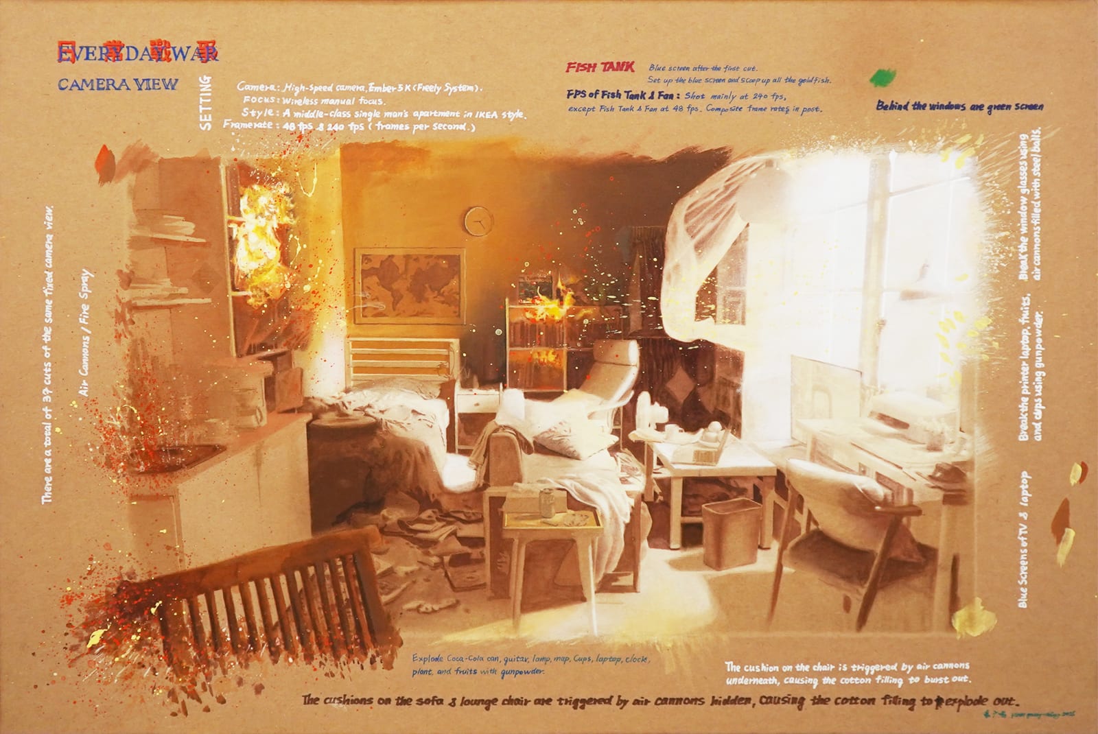 袁廣鳴, 《日常戰爭》幕後草圖-正面 Everyday War Behind the Scenes Illustration – Front View, 2025
