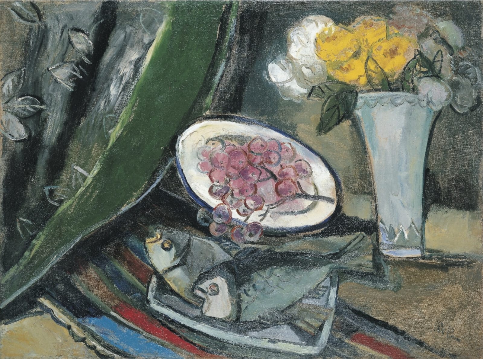 關良, 魚和花果, 1964