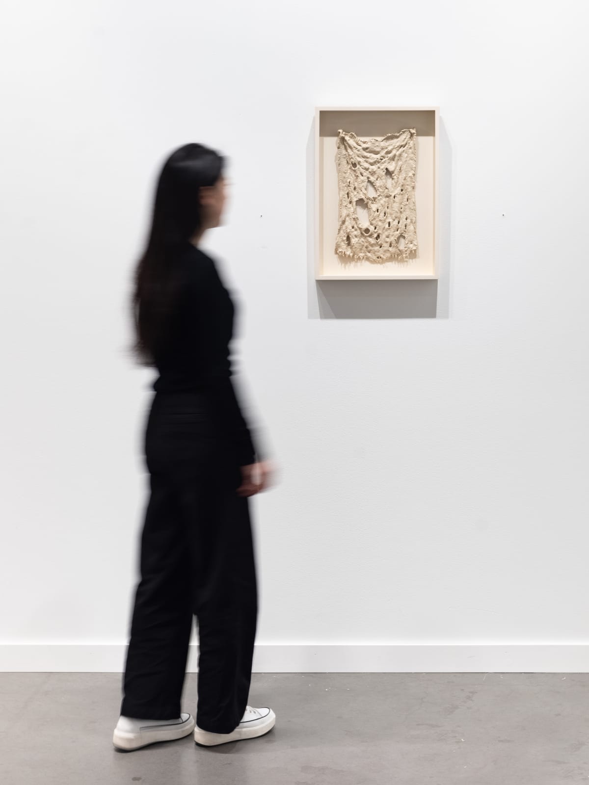 Mire Lee, Untitled (flat burlap piece with many holes) #1, 2023